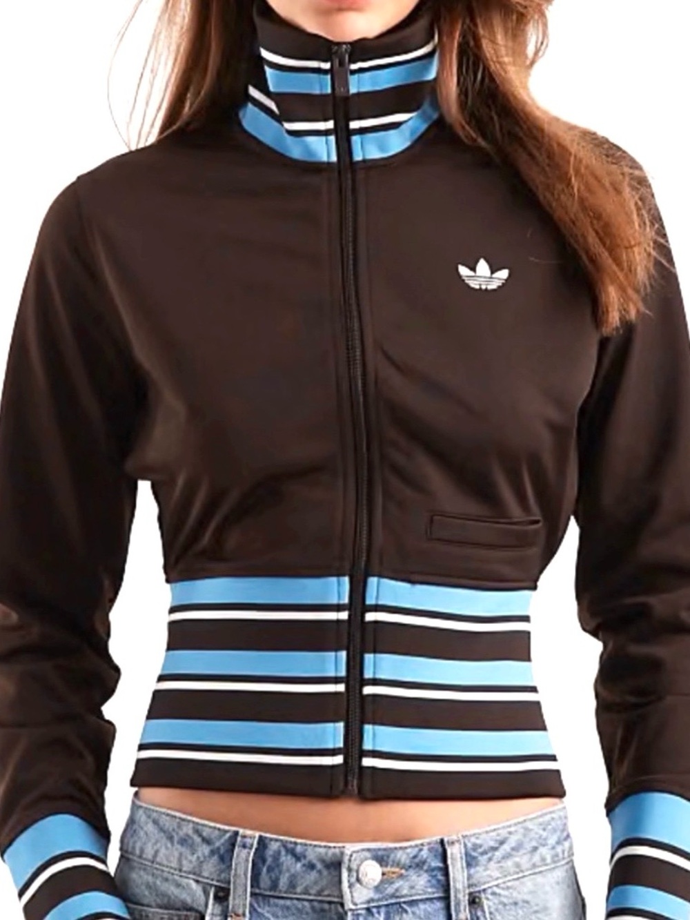 adidas Originals Women’s Brown & Blue Fitted Track Jacket